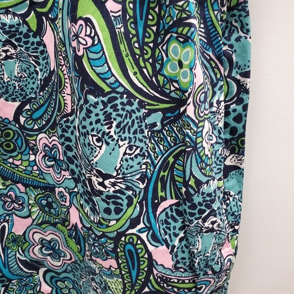 Lilly Pulitzer Girl's Teal Multi Tiger Paisley Print Flutter Sleeve Dress Sz 14 - Picture 2 of 8